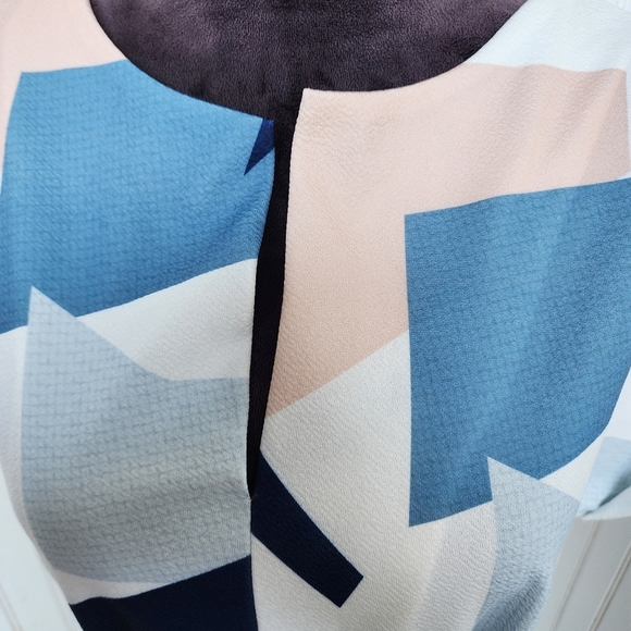 Women's Modern Graphic Design Shirt Dress Knee Length Full Pattern French Sz L - Picture 4 of 11